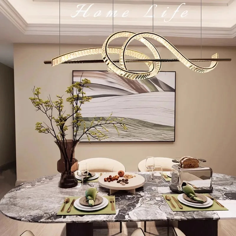 Lustre Moderne Design Cristal pour Salle à Manger - Éclairage Intérieur Luxe