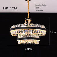 Lustre en cuir LED Cristal Luxueux Rond Suspendu Moderne - Élégance Brillante