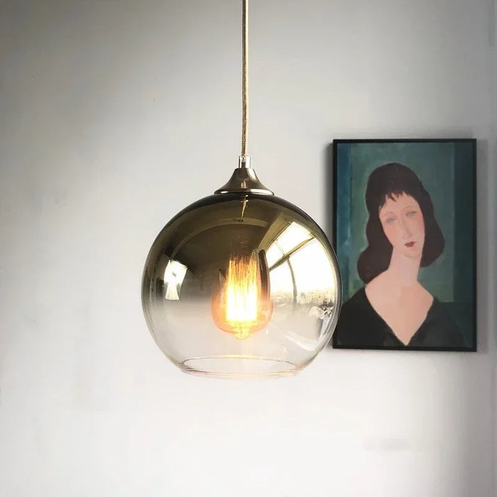 Suspension boule moderne en verre avec éclairage LED