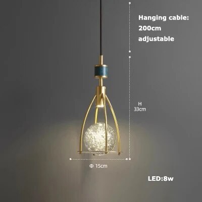 Lustre LED en Cuir et Verre