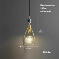Lustre LED en Cuir et Verre