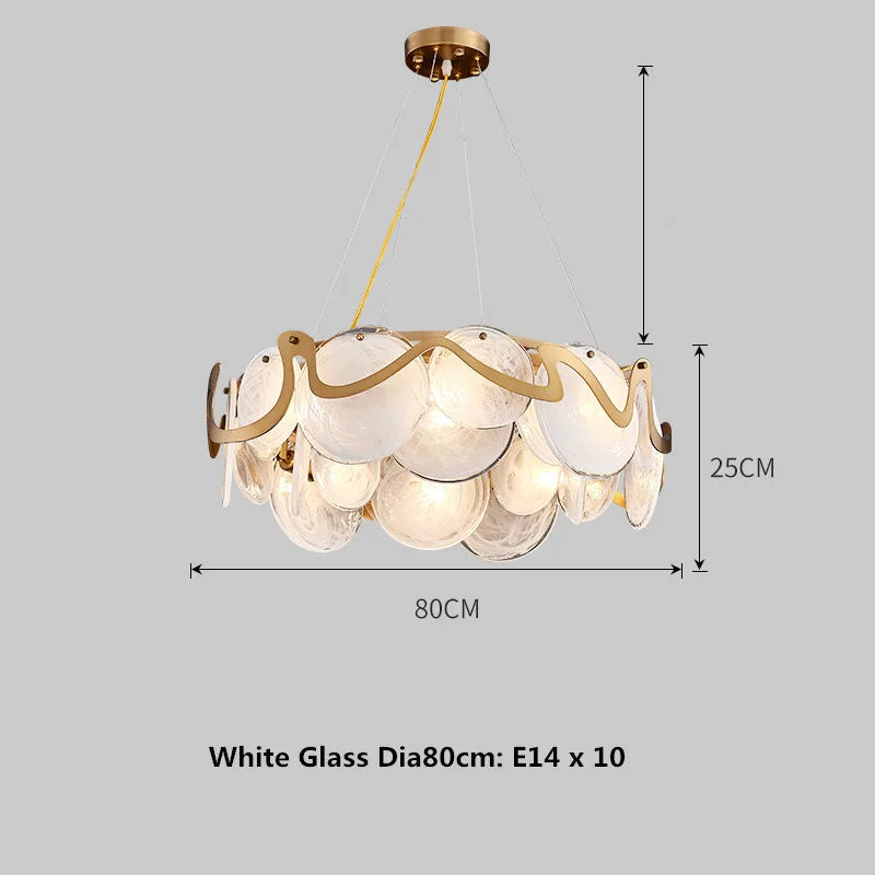 Suspension élégante en verre et métal doré E14