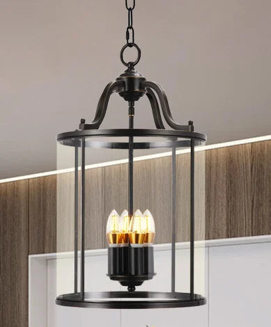 Lustre en cuivre de style vintage américain avec cage à oiseaux de Collection American Heritage