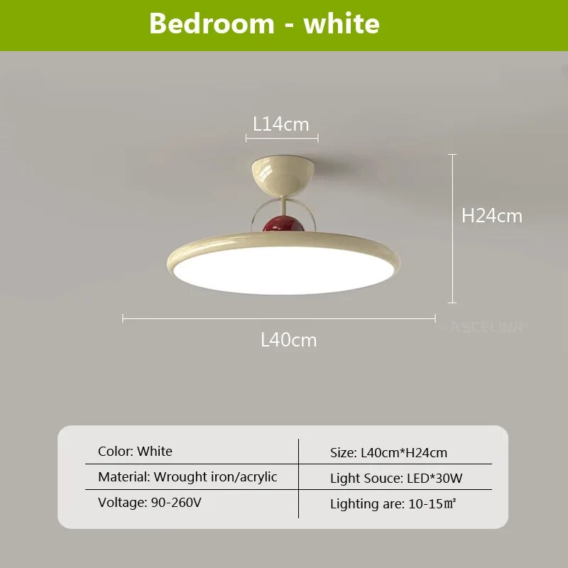 Plafonnier LED nordique crème avec design soucoupe volante