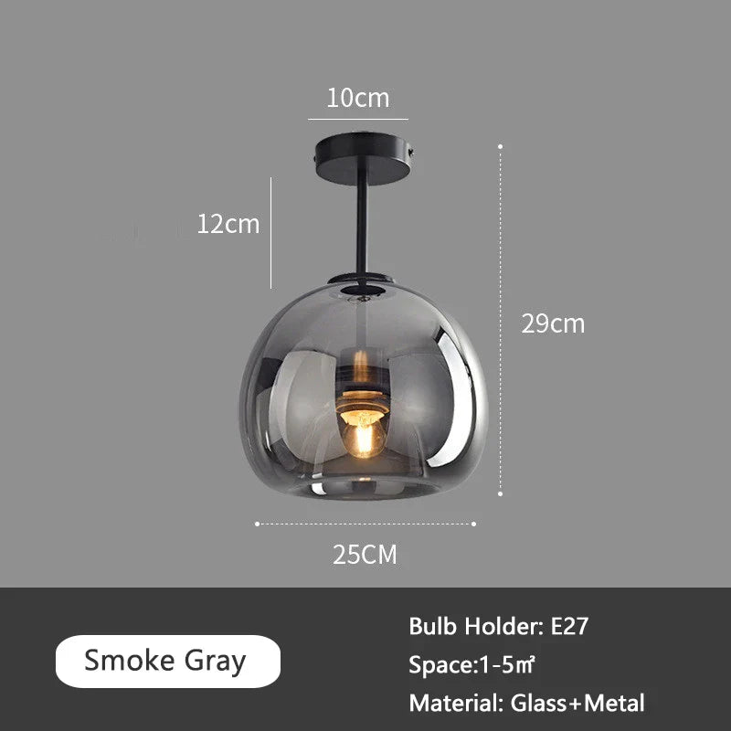 Plafonnier de Luxe en Verre Fumé Ambre Gris