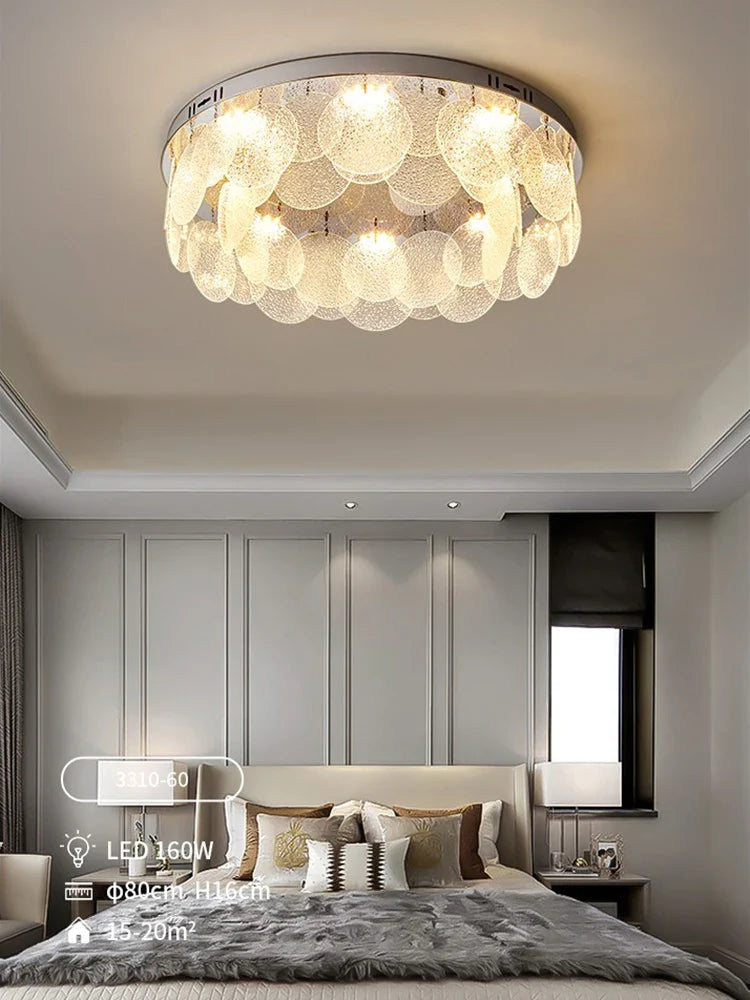 Plafonnier Moderne en Verre Chromé - Lustre Décoration 2024 de Style Élégant