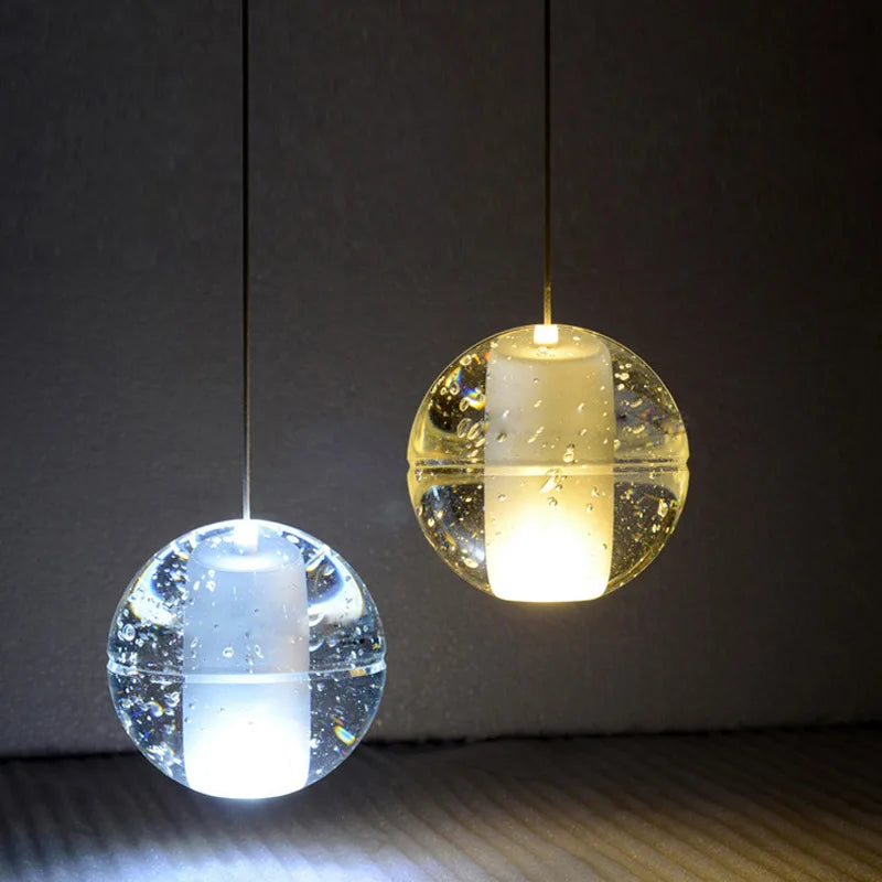 Lustre en cristal moderne avec boule tournante LED suspendue - LUXE LUMINEUX