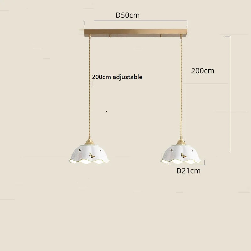 Suspension céramique fleur LED nordique moderne