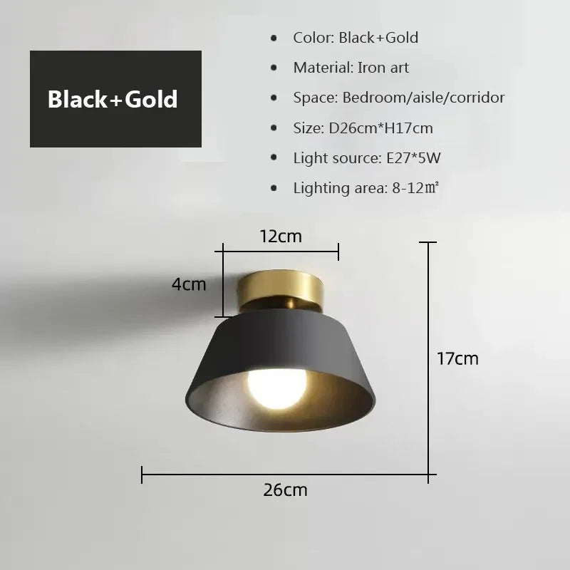 Plafonnier LED rétro en métal avec abat-jour rond