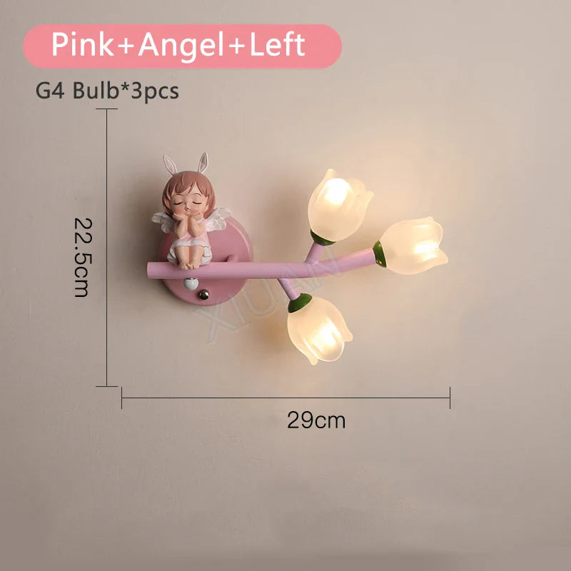 Applique murale LED G4 Lapin Fleur pour Enfants - Modèle Fille