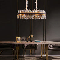 Lustre de Luxe Vintage Design 2024 - LED Cuir Cristal Élégant