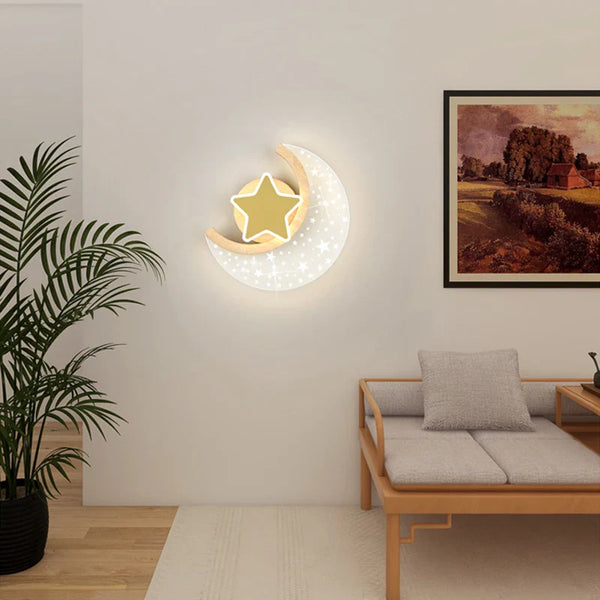 Applique murale LED Nordique Étoile Lune - Décoration Intérieure Scintillante