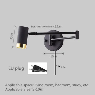 Applique murale LED SwingLight : bras télescopique, interrupteur intégré, design intérieur unique
