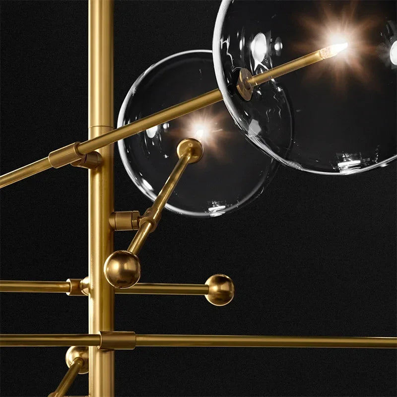 Lustre en verre noir et or LED moderne pour le salon et la chambre