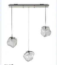 Suspension Luxe en Cristal de Glace Transparent pour Restaurants en Pierre de Verre Clair avec Cordon LED