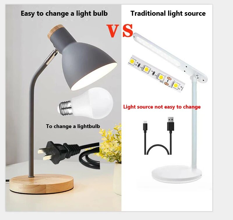 Lampe de table LED pour enfants en bois et fer forgé.