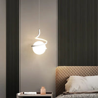 Nordique Déco: Suspension LED Spirale pour Haut Plafond - Noir/Blanc/Or + Verre