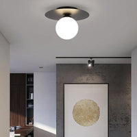 Plafonnier LED Noir et Or Boule en Verre