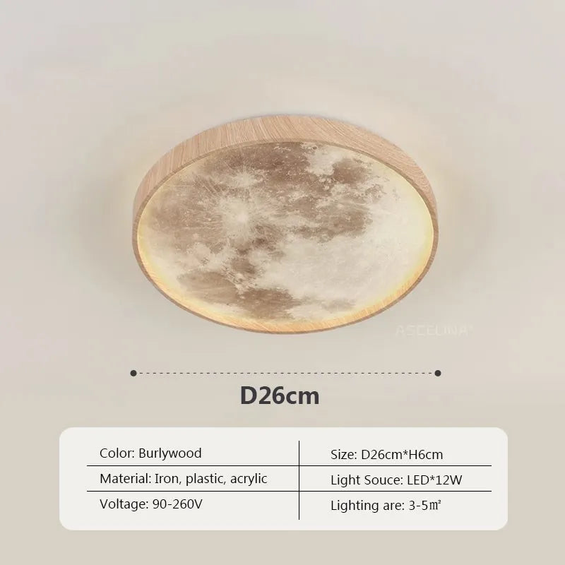 Plafonnier LED nordique Lunaire en bois