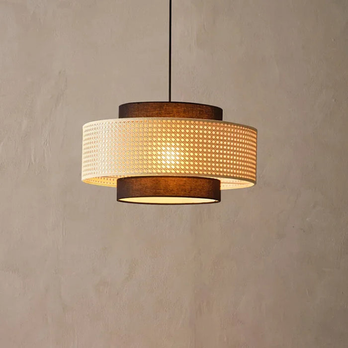 Suspension Design Bambou Rotin avec LED.