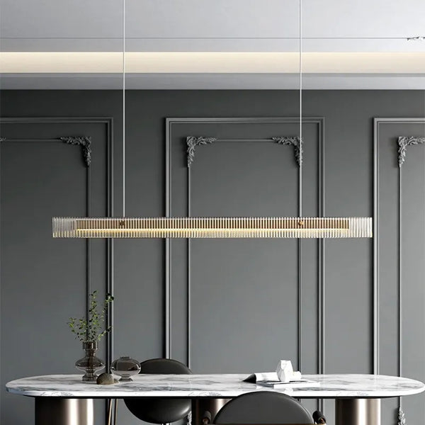 Lustre de luxe en acier inoxydable et cristal: Élégance Minimale