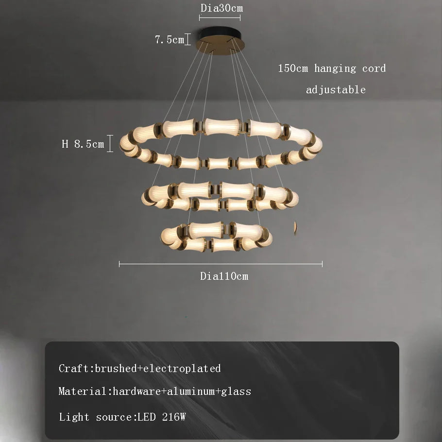 Lustre LED en verre design moderne de luxe 2024 - Édition Prestige