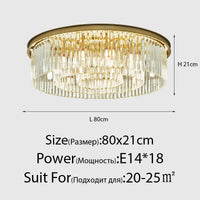 Lustre en Cristal LED Moderne Américain pour Salon Salle à Manger Villa