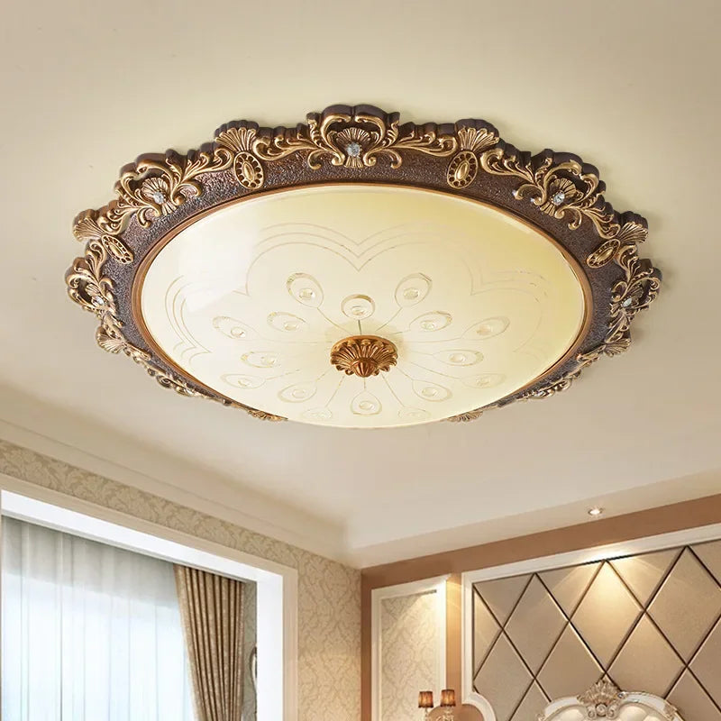 Plafonnier Européen de Luxe pour Chambre, Salon et Autres Espaces - Lampe LED Rétro en Résine