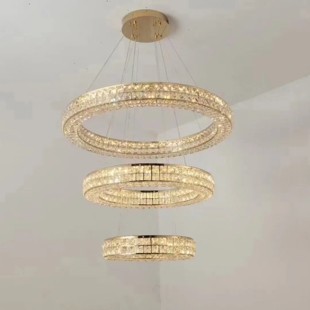 Lustre Moderne en Cristal à Deux Niveaux pour Décoration