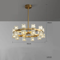Lustre moderne en cuivre LED Crystaluxe pour hôtel et foyer