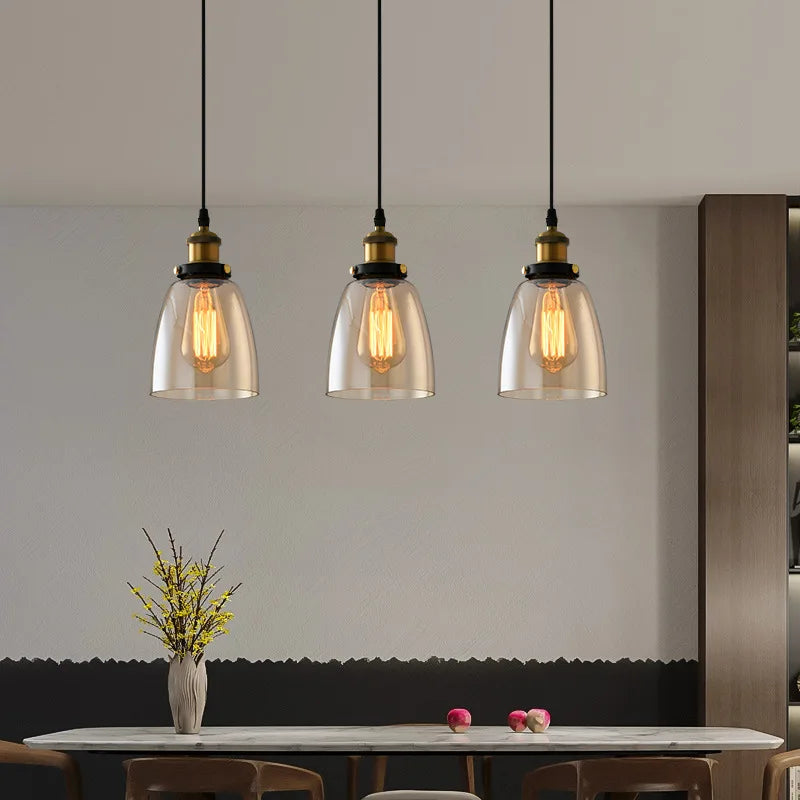 Suspension vintage en verre fumé pour restaurant loft