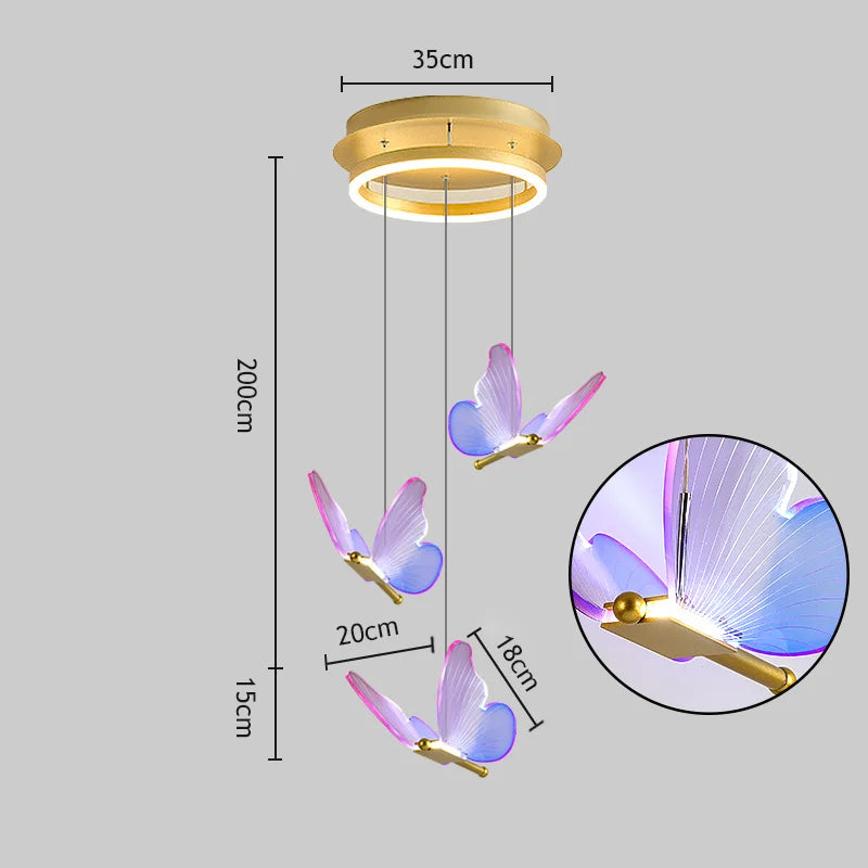 Suspension Lumineuse Papillon en Acrylique