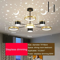 Lustre romantique étoilé moderne à 6 lumières créatif 2024 - Collection Stella Glow