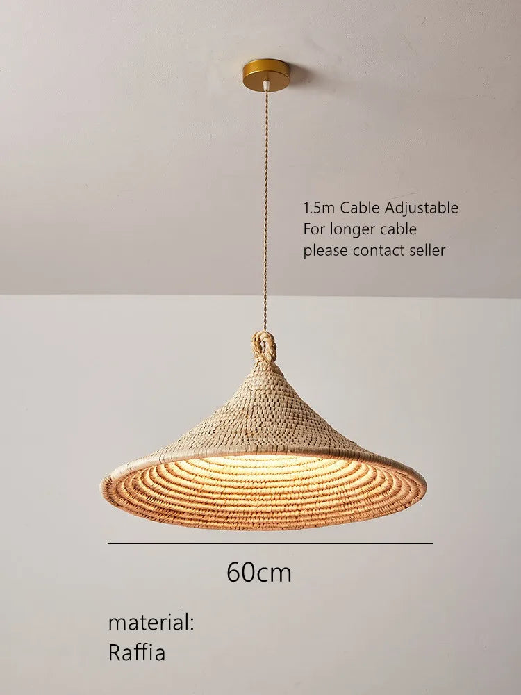 Lustre Japonais en Rotin Tressé