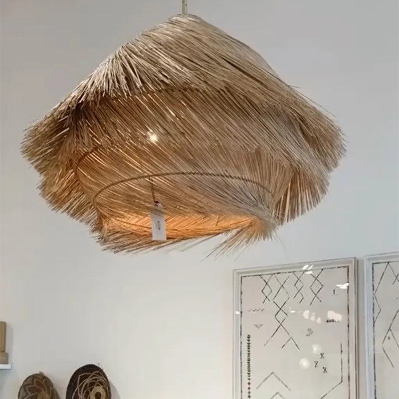 Suspension lumineuse Japonais Wasabi en Rotin avec Led pour Salle à Manger