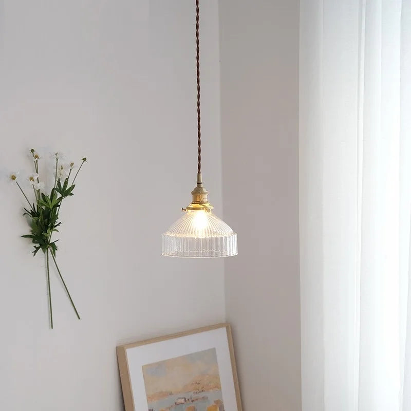 Suspension vintage en laiton et verre japonais pour un éclairage de maison authentique
