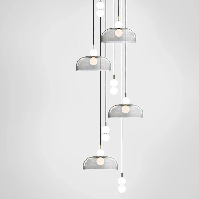 Suspension LED Nordica en verre gris fumé