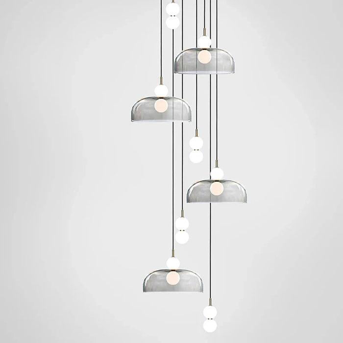 Suspension LED Nordica en verre gris fumé