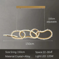 Lustre de luxe en cristal avec anneaux LED modernes - Élégance Brillante