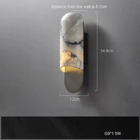 Applique murale en marbre style chinois avec abat-jour LED créatif - Édition Premium