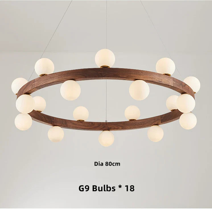 Lustre Nordique en Bois Rond pour un Éclairage Créatif Japonais dans la Salle à Manger