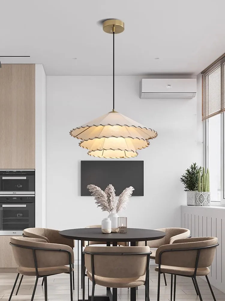 Lustre nordique LED en tissu pour décoration de la maison