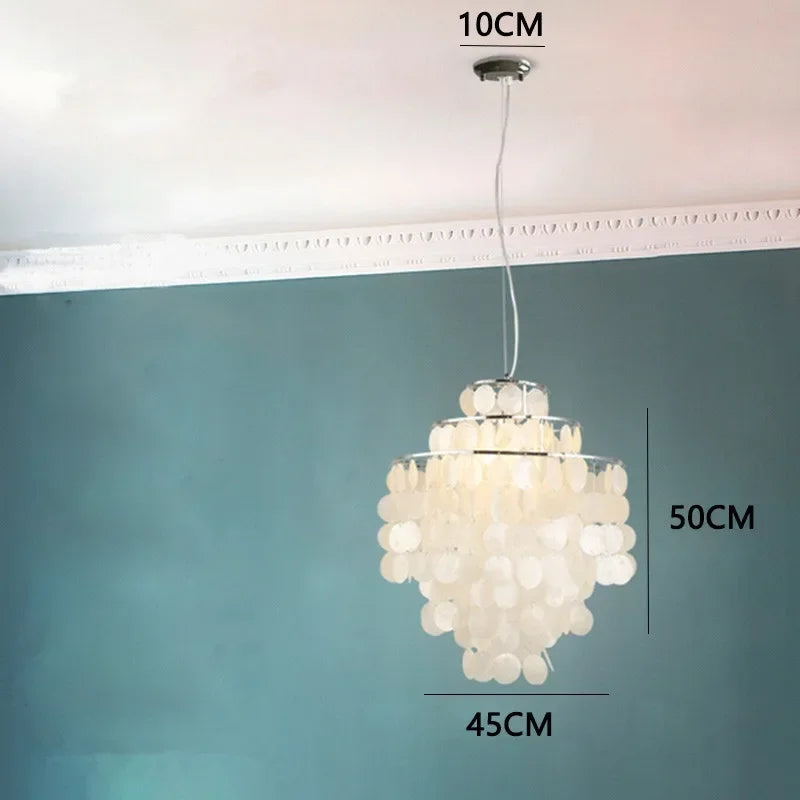 Lustre de coquille de luxe moderne pour luminaires suspendus de salon de Restaurant en or et chrome: éclairage romantique pour la maison