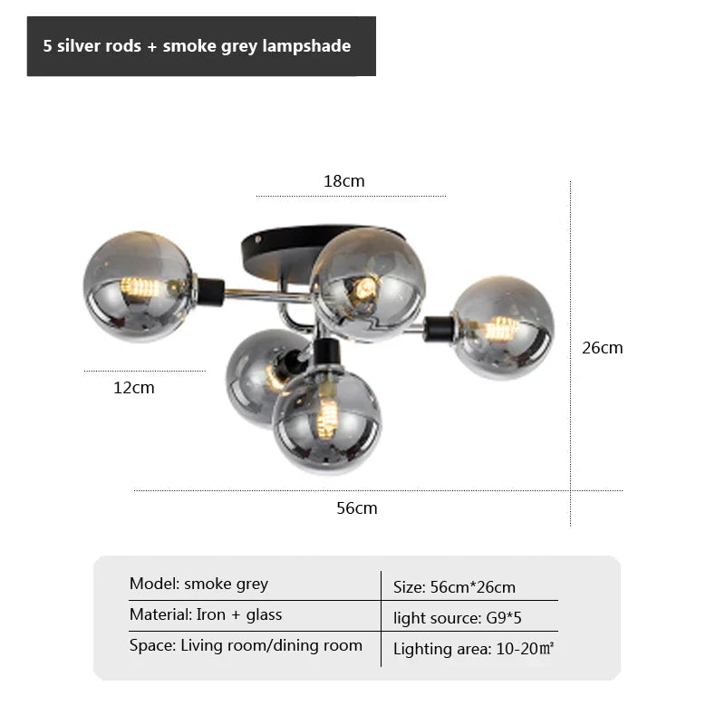 Plafonnier nordique en verre G9 LED pour intérieur moderne