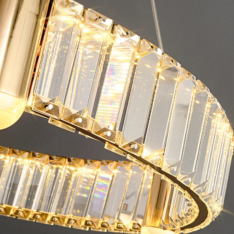 Lustre LED Nordique : Anneau Rond en Cristal Post-Moderne