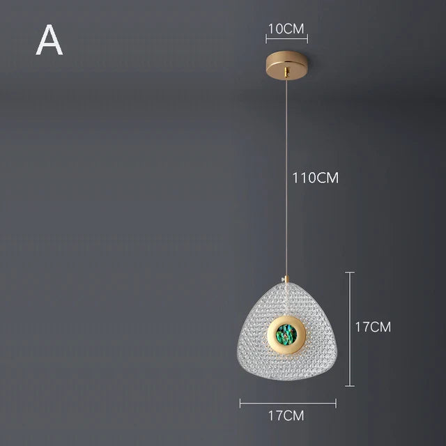 Lustre En Cristal Géométrique Or Émeraude LED Nordique