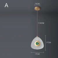 Lustre En Cristal Géométrique Or Émeraude LED Nordique