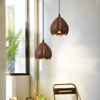 Lustre suspendu en bois de noyer fait main - Design moderne pour votre intérieur