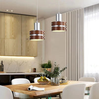 Luminaire Suspension LED en Bois Chromé et Métal