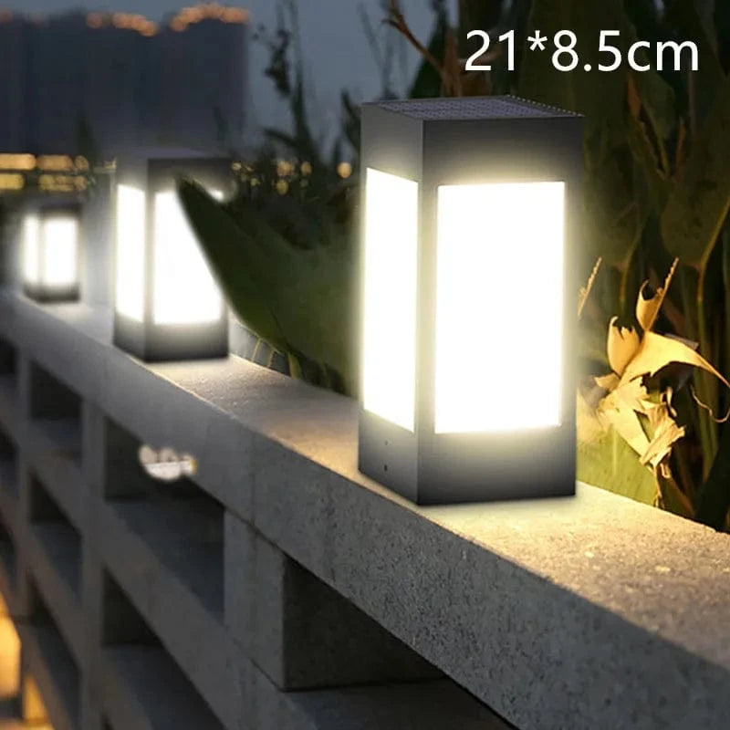 Lampe Solaire pour Pilier de Clôture Carré Vintage avec Télécommande